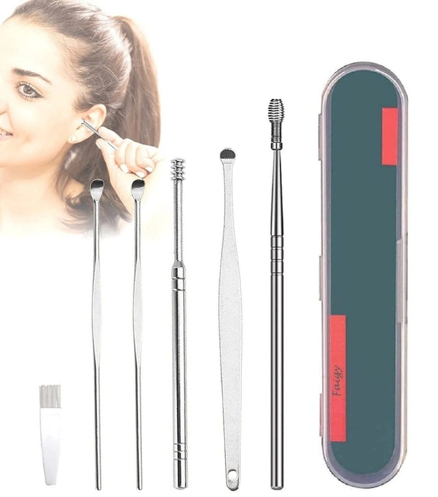 6 Pcs Earwax Removal Kit Stainless Steel Ear Cleaning Tool Set